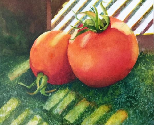 Tomatoes in a Crate by Linda Mullen
