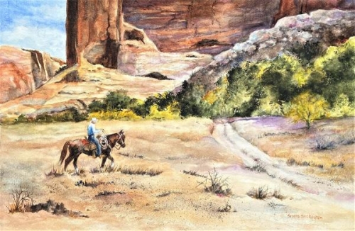 Canyon de Chelly - Lone Rider by Sandra Seckington
