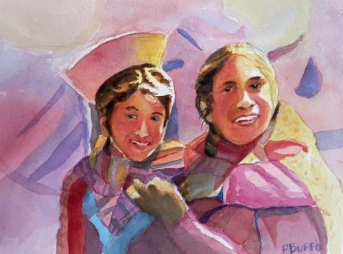 Schoolgirls from Wvillac, Peru by Peggy Buffo