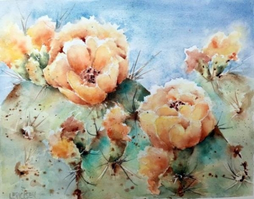 Blooming Cactus by Linda Ericksen