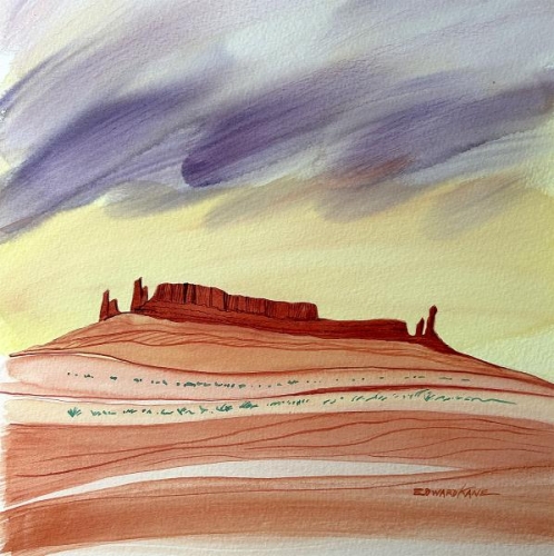 Red Mesa Under Soft Sky by Edward Kane